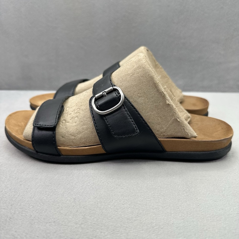 Womens 8.5-9 / EU 39 Dansko Justine Slide Sandals Black Calf Leather Buckle - Picture 3 of 8